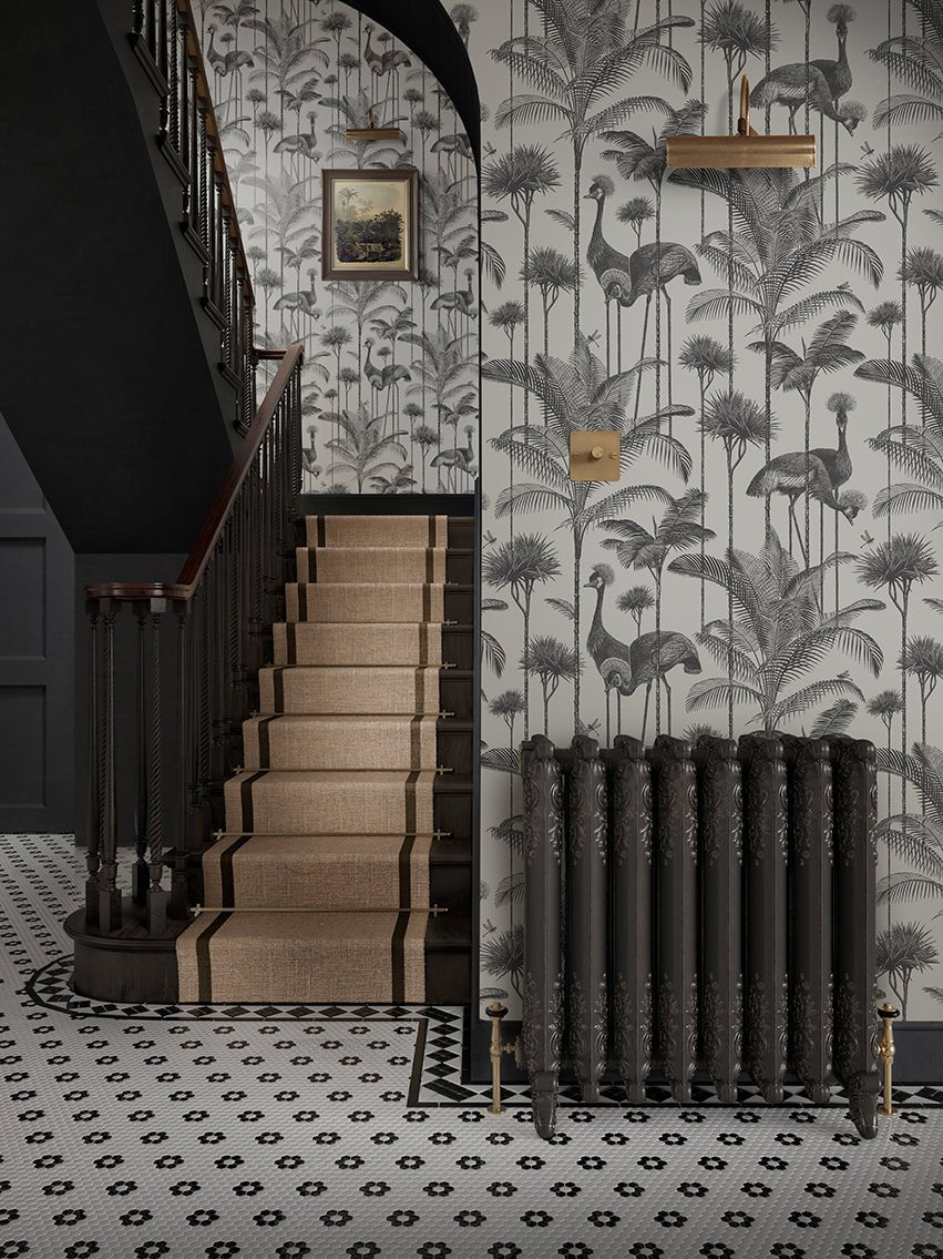 Crane Fonda Wallpaper - Charcoal - Divine Savages - DVS073-CF-CHAR-WR - Premier Wallcovering