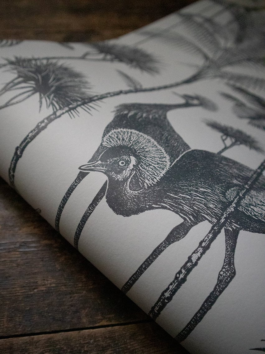 Crane Fonda Wallpaper - Charcoal - Divine Savages - DVS073-CF-CHAR-WR - Premier Wallcovering