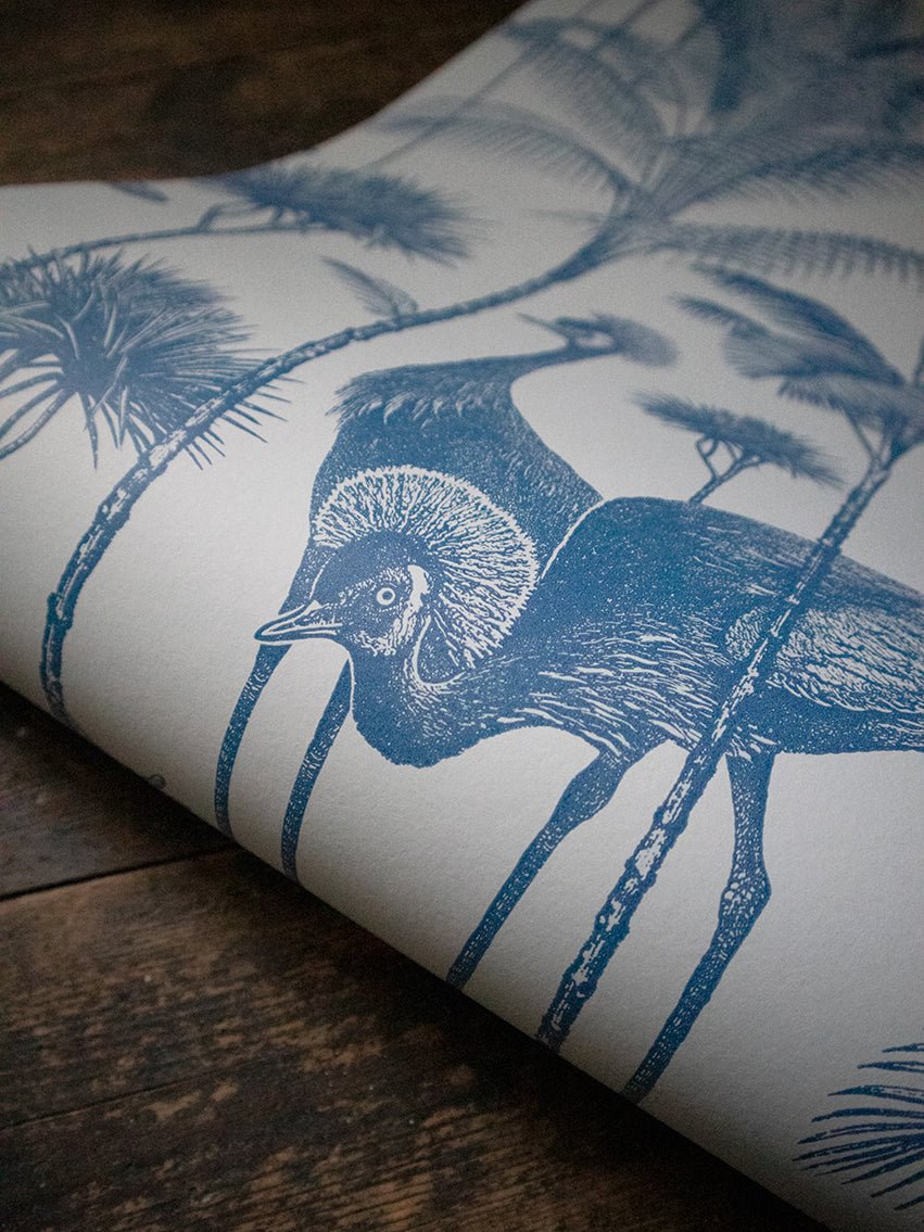 Crane Fonda Wallpaper - Ecru Blue - Divine Savages - DVS071-CF-ECRU-WR - Premier Wallcovering