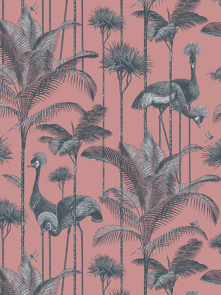 Crane Fonda Wallpaper - Coral - Divine Savages - DVS070-CF-CORAL-70-WR - Premier Wallcovering