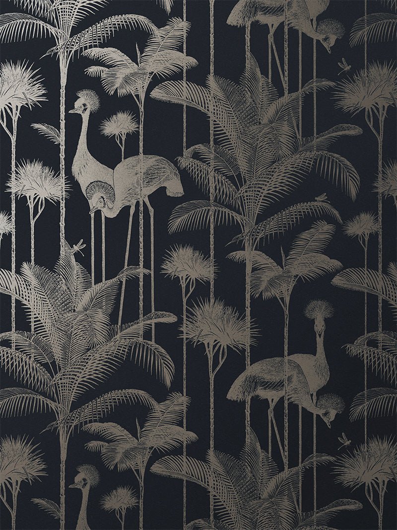 Crane Fonda Wallpaper - Black Gold - Divine Savages - DVS061-CF-BLGD-WR - Premier Wallcovering