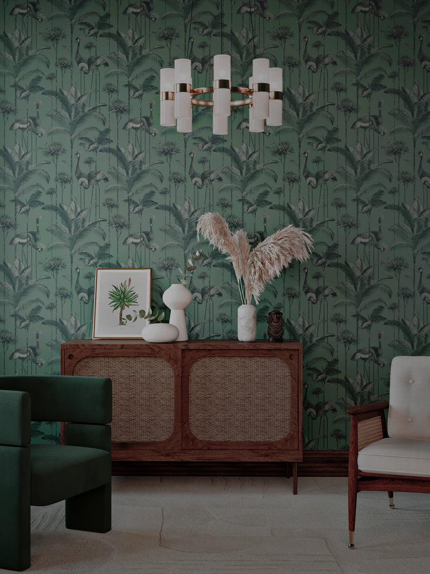 Crane Fonda Wallpaper - Jade Green - Divine Savages - DVS072-CF-JADE-WR - Premier Wallcovering