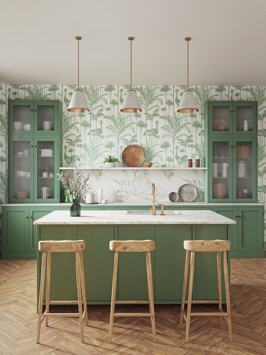 Crane Fonda Wallpaper - Palm Green - Divine Savages - DVS074-CF-PALM-GRE-WR - Premier Wallcovering