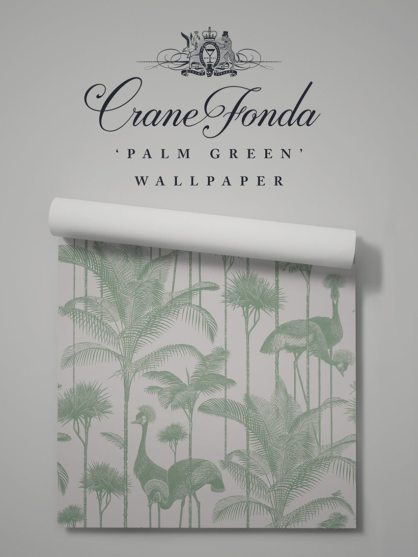 Crane Fonda Wallpaper - Palm Green - Divine Savages - DVS074-CF-PALM-GRE-WR - Premier Wallcovering