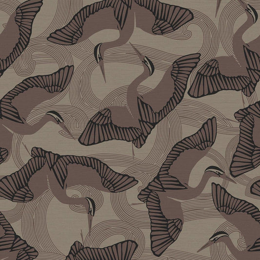 Cranes Fantasia Wallpaper - Brown - Ted Baker - 12620 - Premier Wallcovering