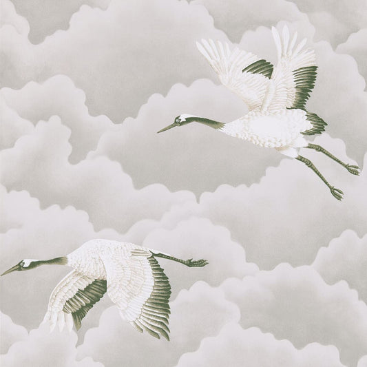 Cranes in Flight Wallpaper - Platinum - HGAT111230 - Harlequin - Premier Wallcovering