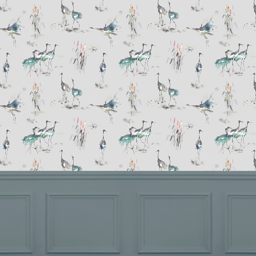 Cranes Wallpaper - Cobalt - Voyage Maison - CRANES/WPO/COB - Premier Wallcovering