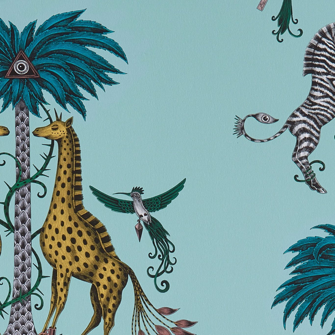 Creatura Wallpaper - Turquoise - Clarke & Clarke - Emma J Shipley - W0114/04 - Premier Wallcovering