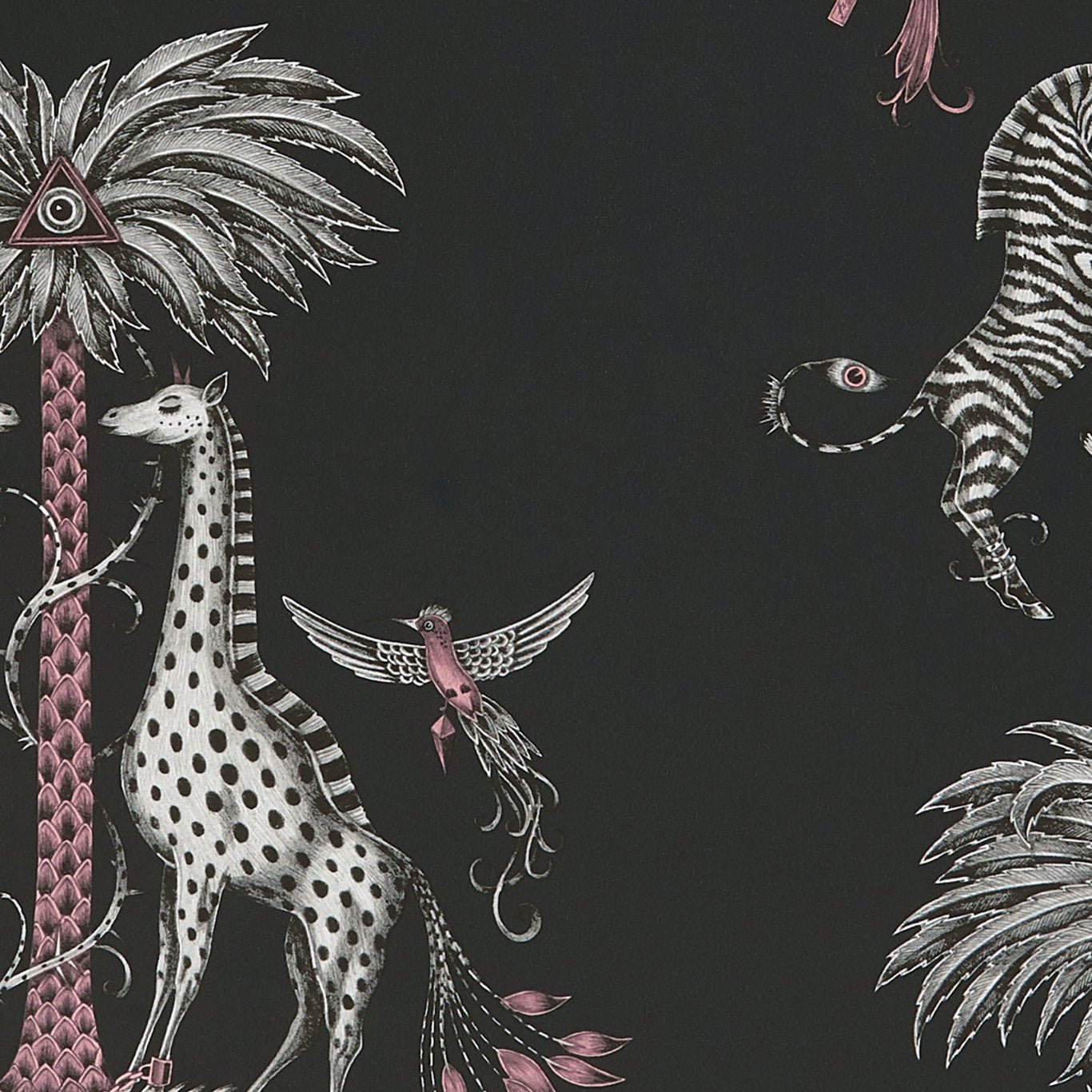 Creatura Wallpaper - Charcoal - Clarke & Clarke - Emma J Shipley - W0114/01 - Premier Wallcovering