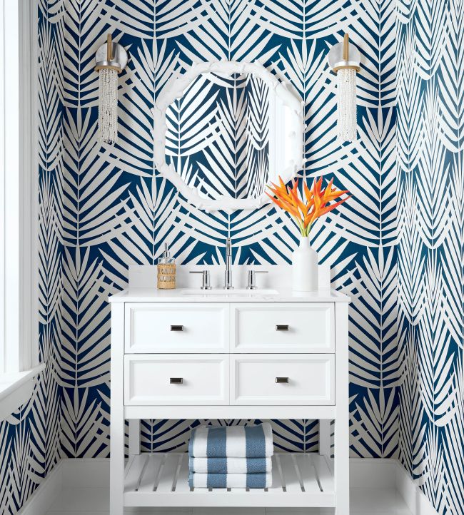Croatia Wallpaper - Navy - Thibaut - T13932 - Premier Wallcovering