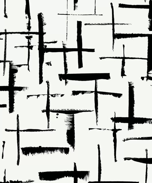 Crosshatch Abstract Wallpaper - Ebony & Eggshell - NextWall - NW53300 - Premier Wallcovering