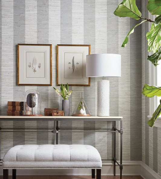 Crossroad Stripe Wallpaper - Aqua - Thibaut - T72803 - Premier Wallcovering