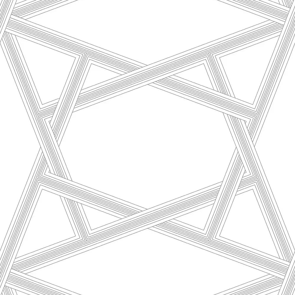 Crossroads Geo Wallpaper - White - NextWall - NW44305 - Premier Wallcovering