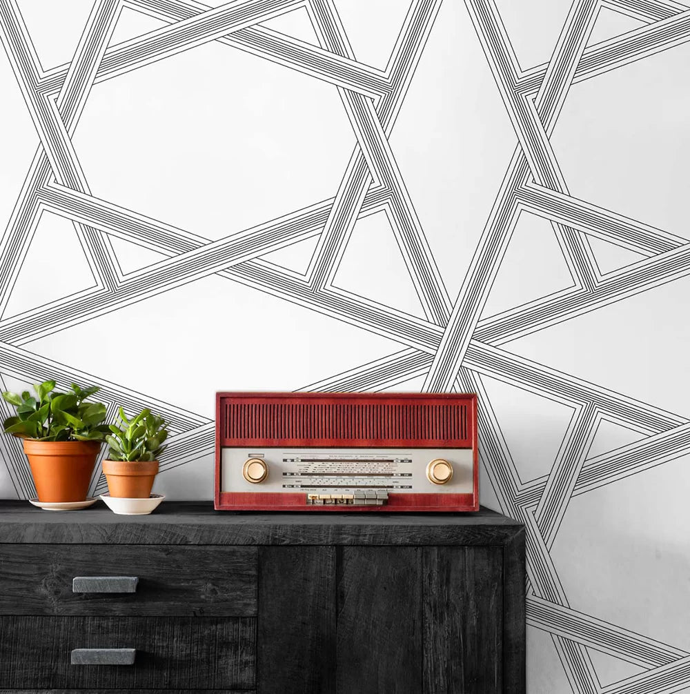 Crossroads Geo Wallpaper - White / Grey - NextWall - NW44300 - Premier Wallcovering