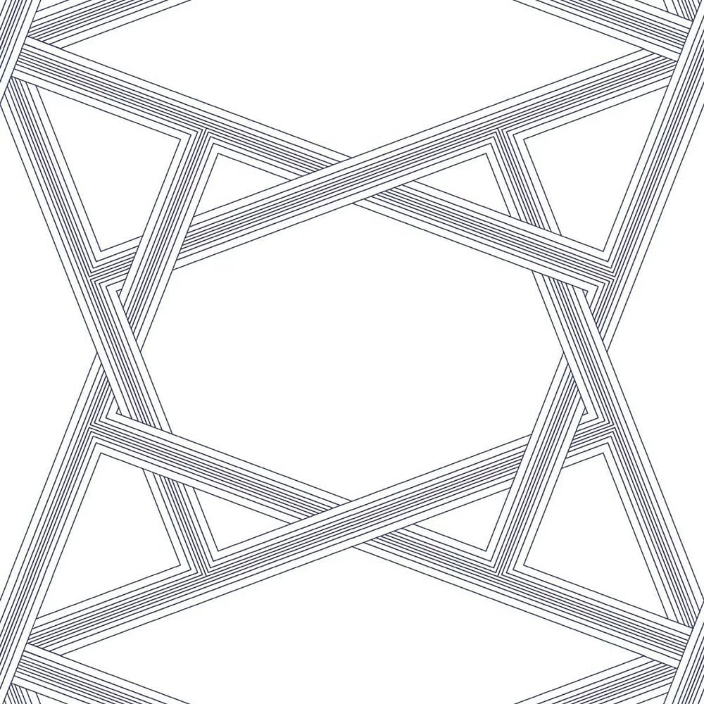 Crossroads Geo Wallpaper - White / Blue - NextWall - NW44302 - Premier Wallcovering