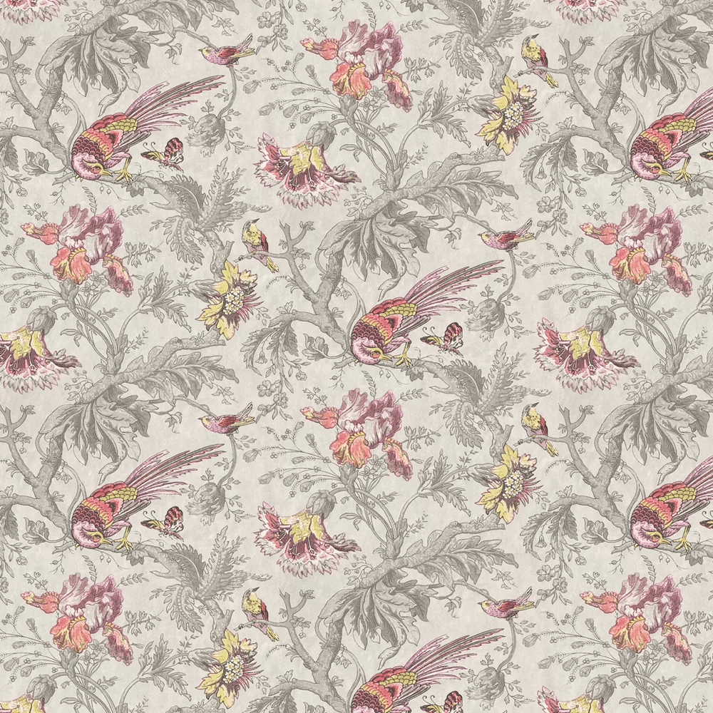 Crowe Hall Lane Wallpaper - Pink / Green / Grey - Little Greene - 0282CWCHARM - Premier Wallcovering