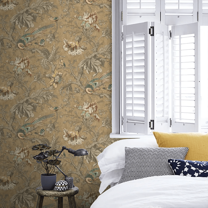 Crowe Hall Lane Wallpaper - Orange / Green / Brown - Little Greene - 0282CWREADE - Premier Wallcovering