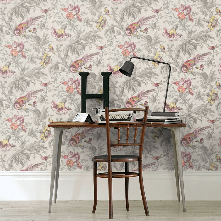 Crowe Hall Lane Wallpaper - Pink / Green / Grey - Little Greene - 0282CWCHARM - Premier Wallcovering
