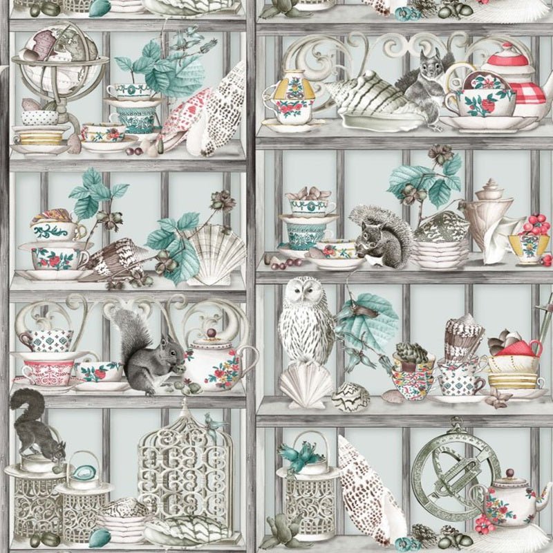 Curio Wallpaper - Soft Grey / Coral / Mustard - Osborne & Little - W7028-01 - Premier Wallcovering