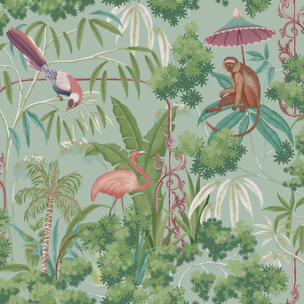Curious Canopy Day Wallpaper - Green - Graham & Brown - 121456 - Premier Wallcovering