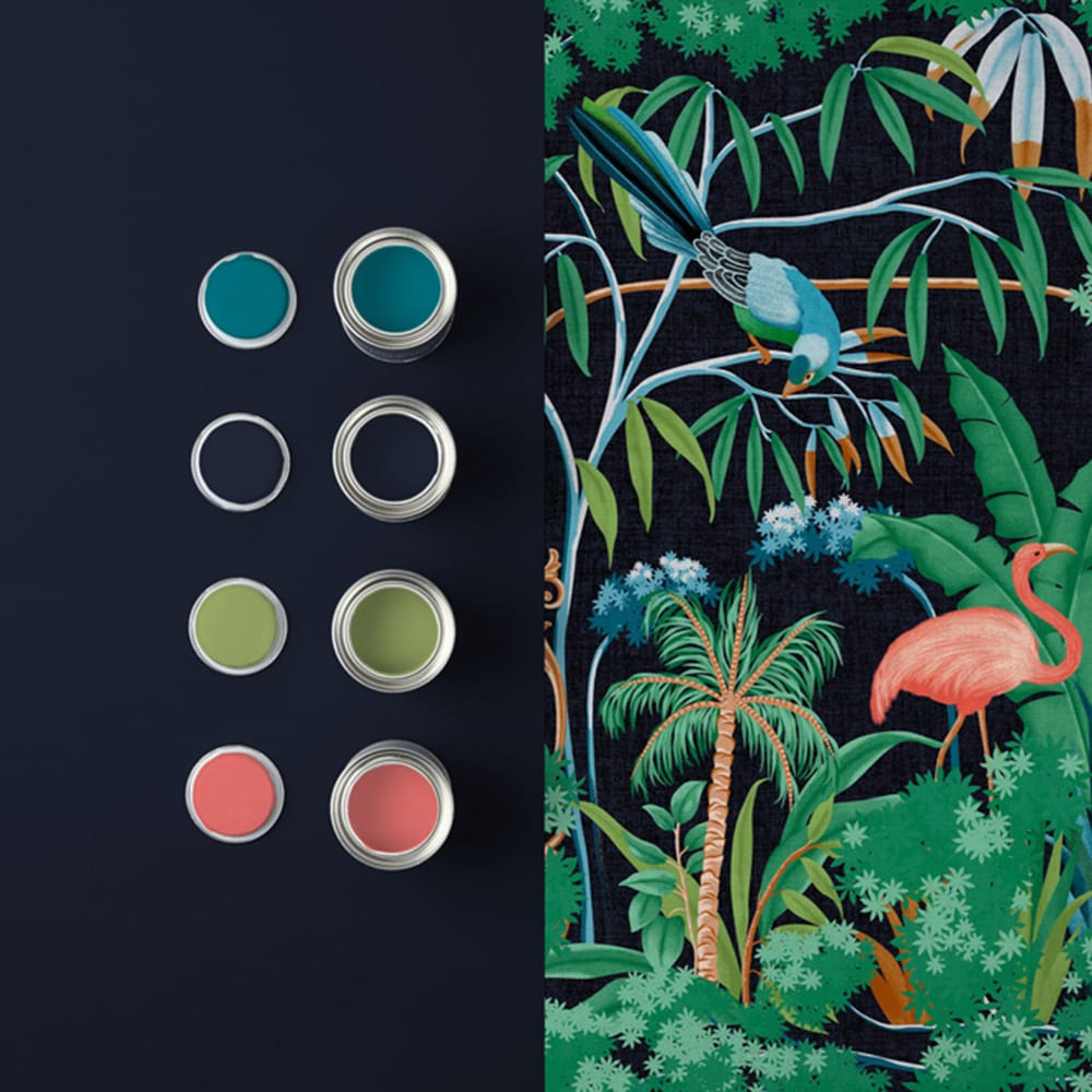 Curious Canopy Night Wallpaper - Green - Graham & Brown - 121455 - Premier Wallcovering