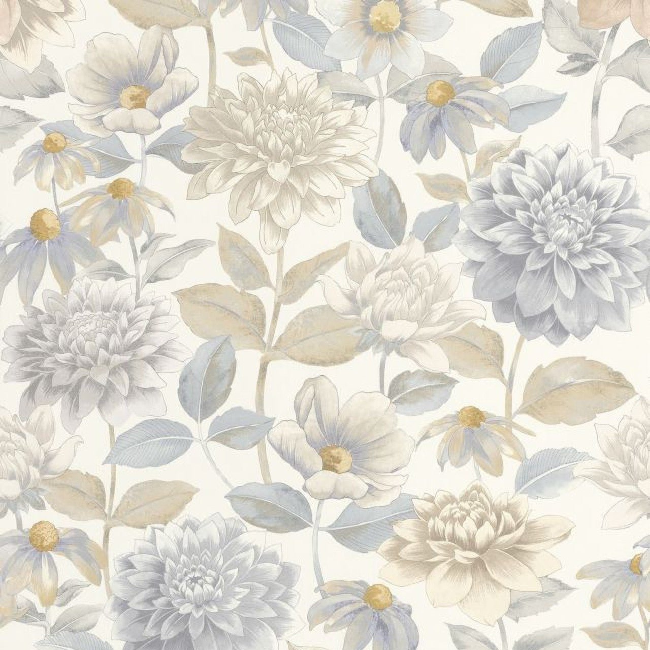 Dahlia Gardens Wallpaper - Beige Lin - Casadeco - 87661834 - Premier Wallcovering