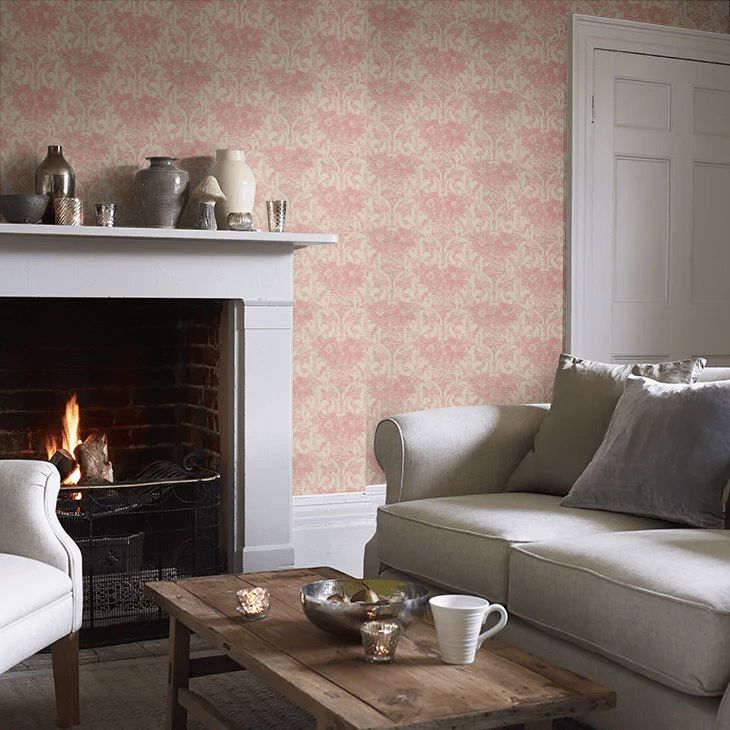 Dahlia Scroll Wallpaper - Carmine - Little Greene - 0263DACARMI - Premier Wallcovering