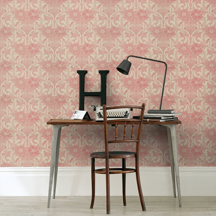 Dahlia Scroll Wallpaper - Carmine - Little Greene - 0263DACARMI - Premier Wallcovering