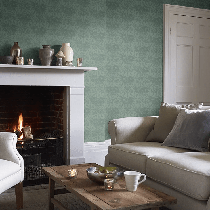 Dahlia Scroll Wallpaper - Tea with Florence - Little Greene - 0263DATEAWI - Premier Wallcovering