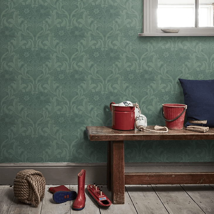Dahlia Scroll Wallpaper - Tea with Florence - Little Greene - 0263DATEAWI - Premier Wallcovering