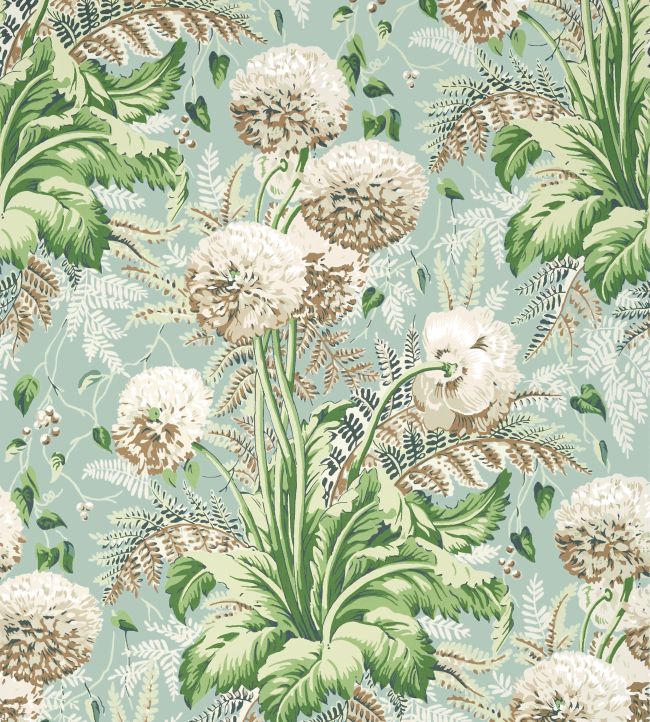 Dahlia Wallpaper - Neutral on Robin's Egg - AT24536 - Anna French - Premier Wallcovering