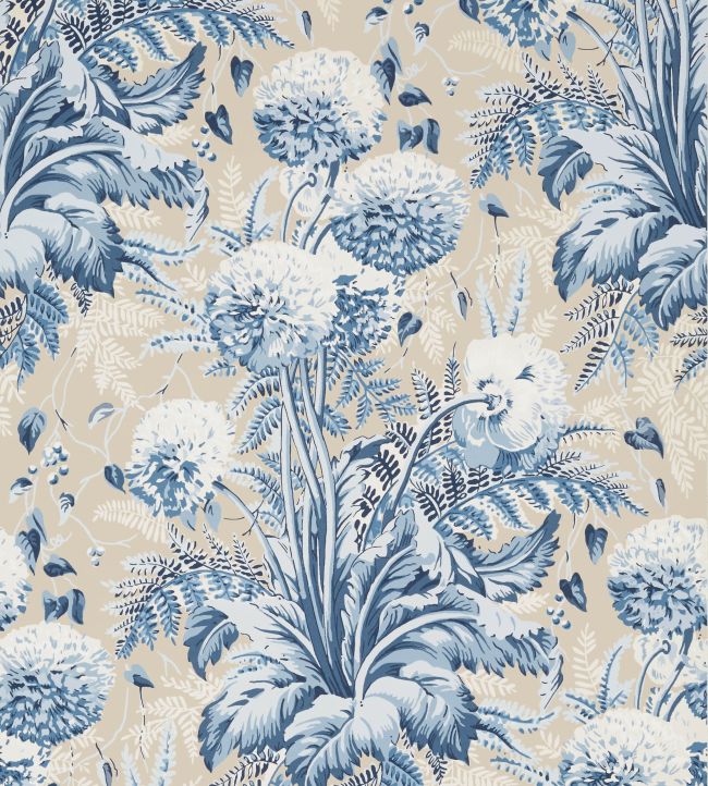 Dahlia Wallpaper - Navy on Linen - AT24540 - Anna French - Premier Wallcovering
