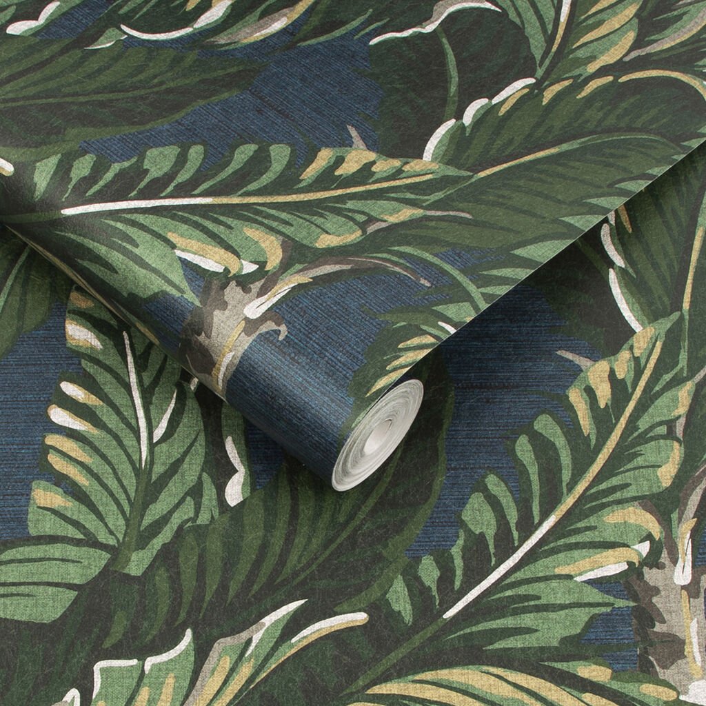 Daintree Palm Wallpaper - Midnight - Graham & Brown - 112017 - Premier Wallcovering