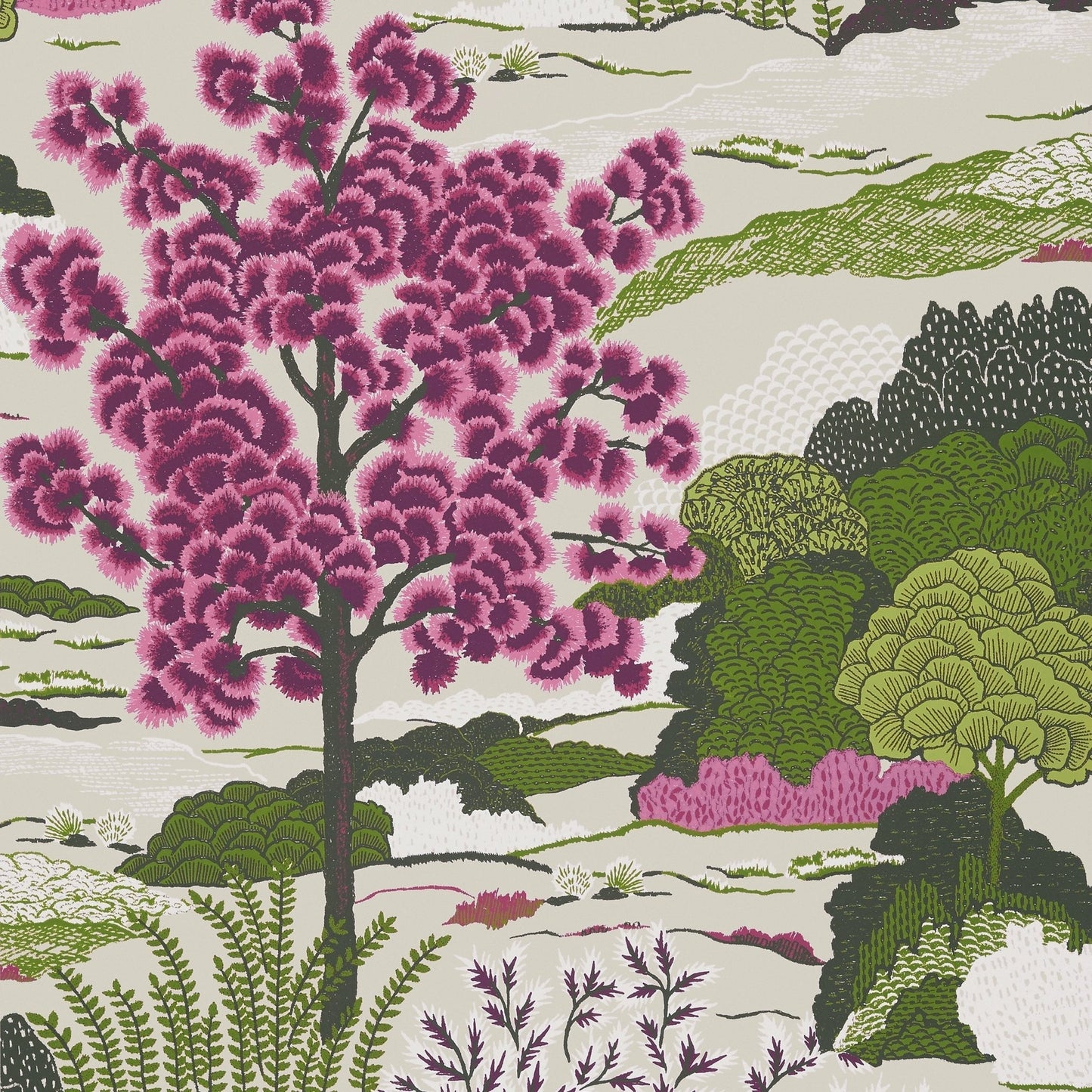Daintree Wallpaper - Fuchsia - Thibaut - T85042 - Premier Wallcovering