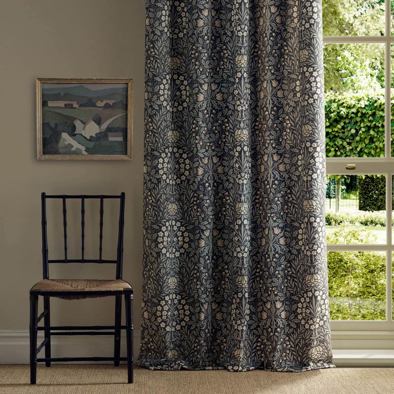 Daisy & Oak Fabric - Ink/Graphite - Morris & Co - 227369 - Premier Wallcovering