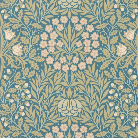 Daisy & Oak Wallpaper - Powder Blue/Blush - Morris & Co - 217584 - Premier Wallcovering