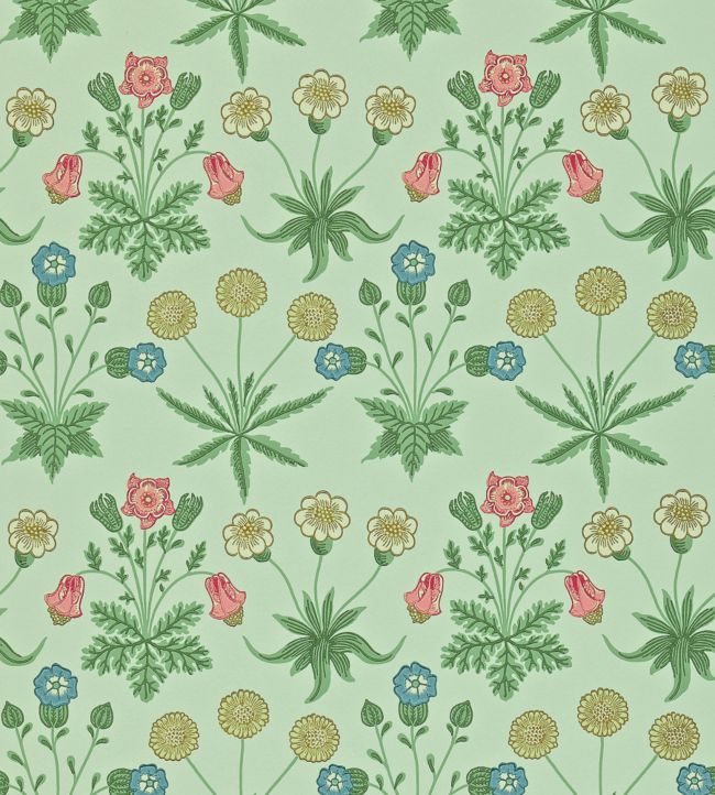 Daisy Wallpaper - Pale Green/Rose - 212559 - Morris & Co - Premier Wallcovering