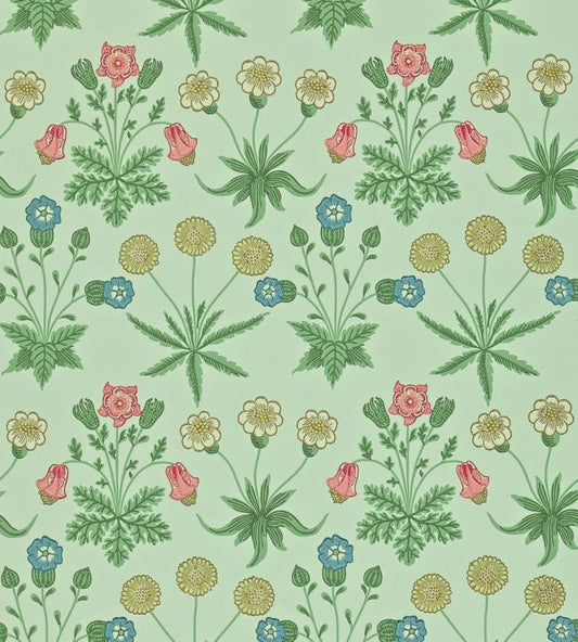 Daisy Wallpaper - Pale Green/Rose - 212559 - Morris & Co - Premier Wallcovering