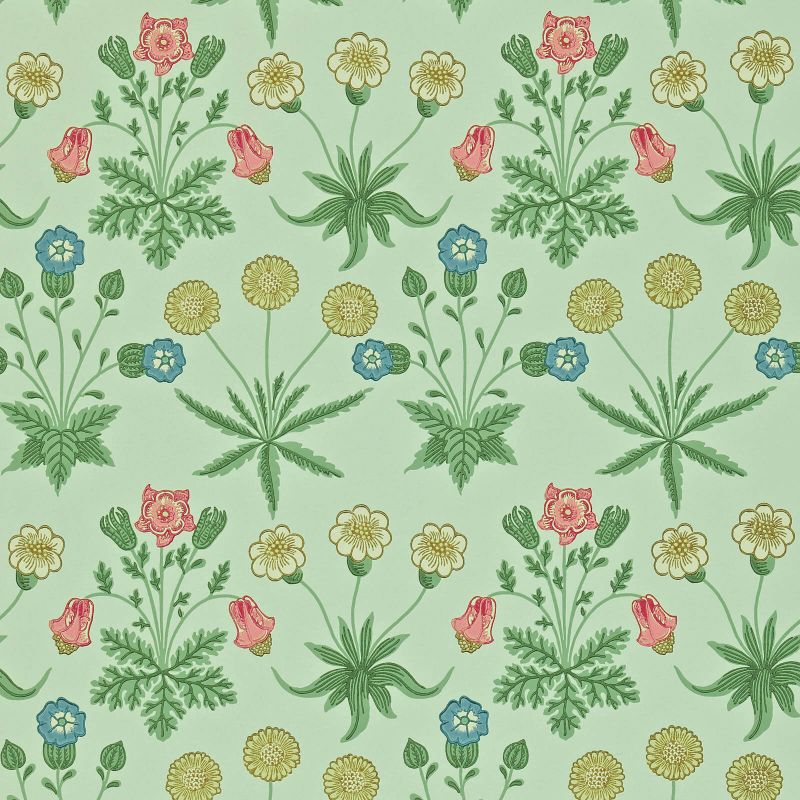 Daisy Wallpaper - Pale Green/Rose - 212559 - Morris & Co - Premier Wallcovering