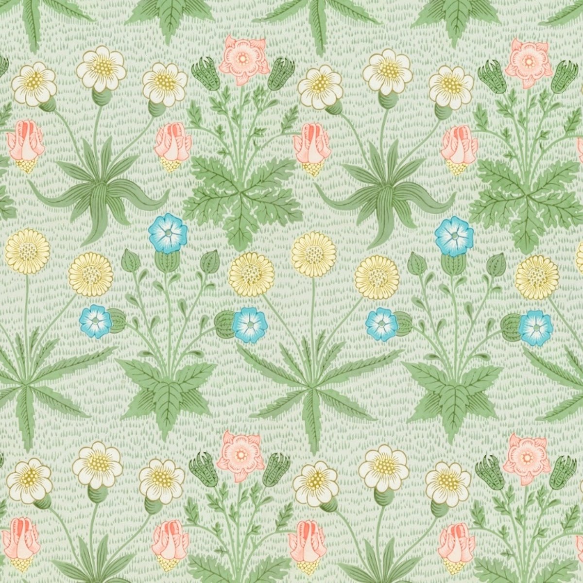 Morris Collections - 1012 - Daisy Wallpaper - Green - Premier Wallcovering