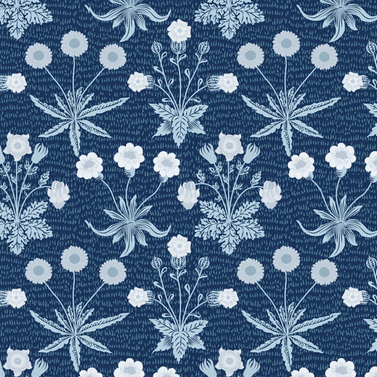 Morris Collections - 1016 - Daisy Wallpaper - Prussian Blue - Premier Wallcovering
