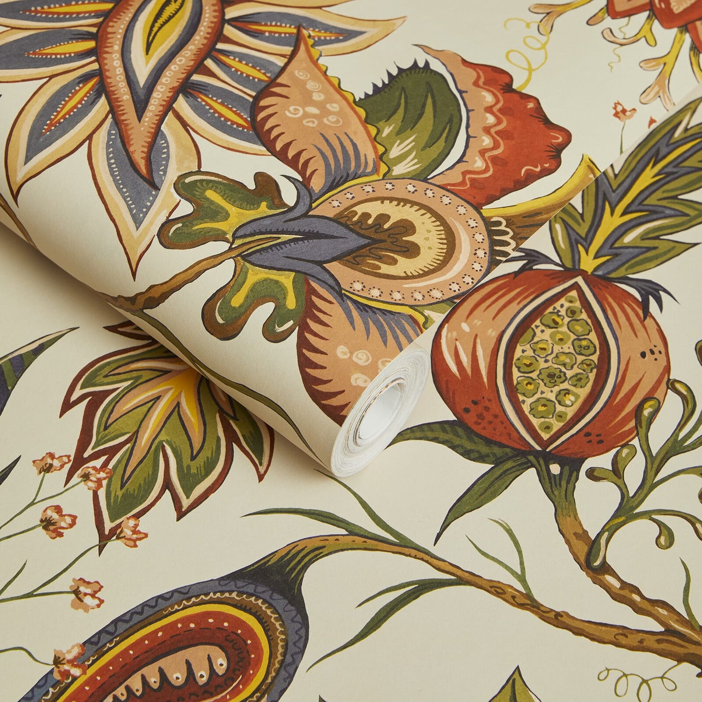 Damas Wallpaper - Off - White / Green - House of Hackney - 1 - WA - DAM - DI - CRM - XXX - Premier Wallcovering