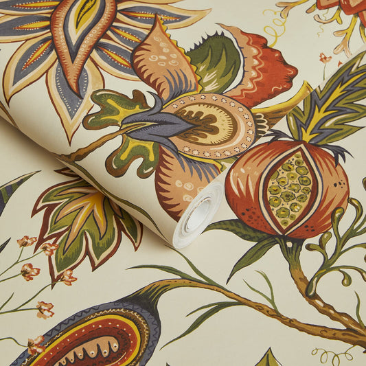 Damas Wallpaper - Off - White / Green - House of Hackney - 1 - WA - DAM - DI - CRM - XXX - Premier Wallcovering