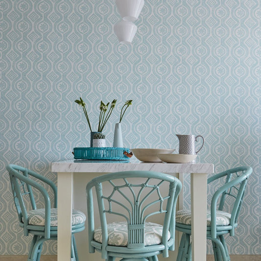 Damask Wallpaper - Aqua - Blithfield - 850-01 - Premier Wallcovering
