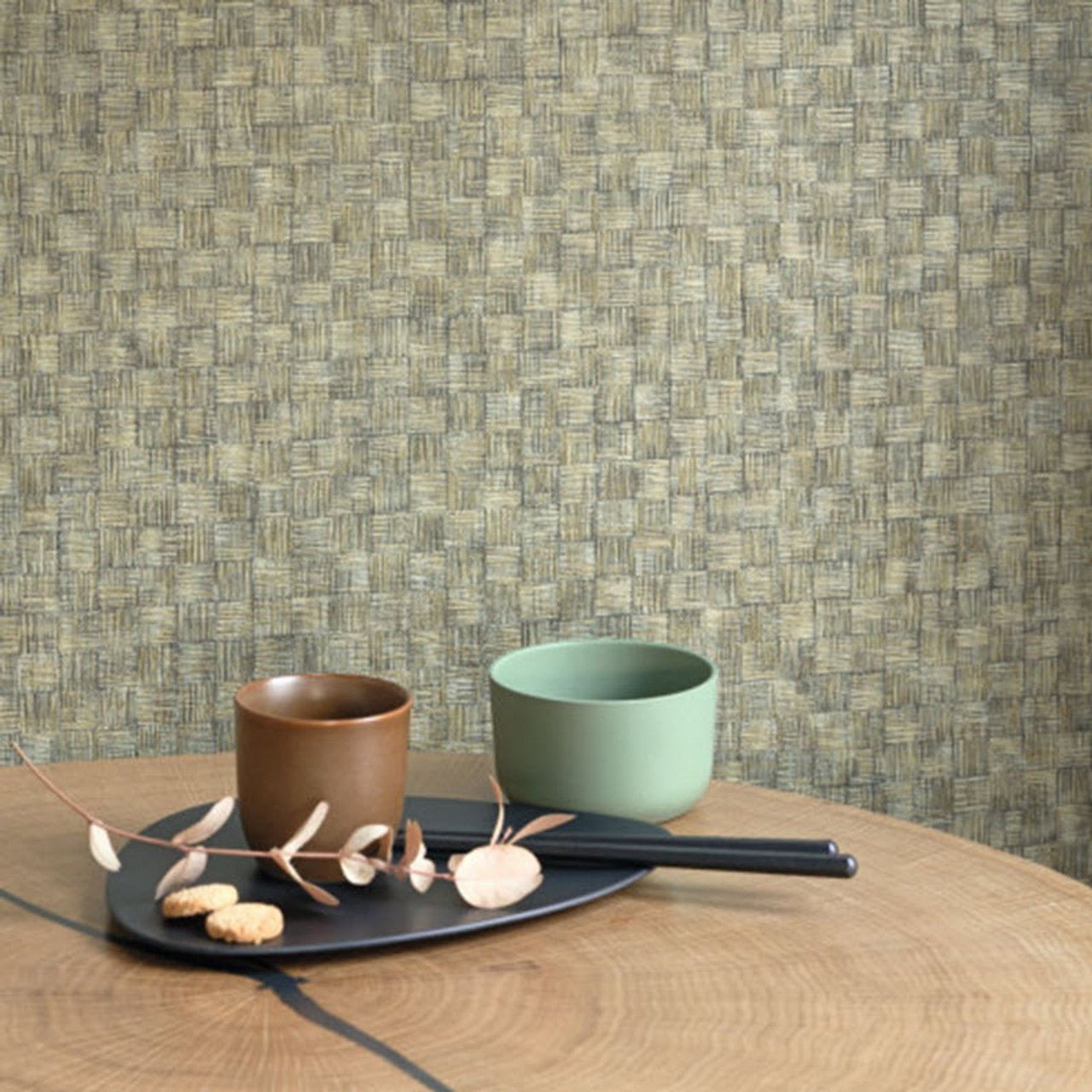 Damier Ginkgo Wallpaper - Beige Lin - Casadeco - 86251208 - Premier Wallcovering