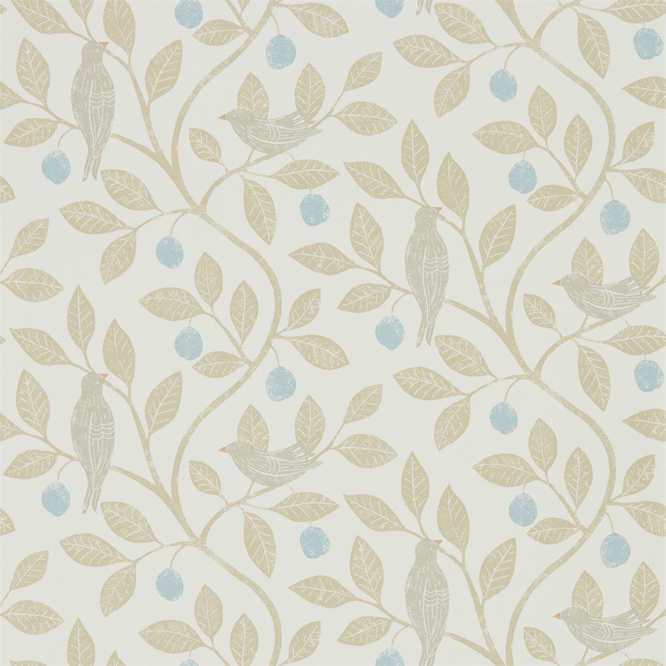 Damson Tree Wallpaper - Denim/Barley - Sanderson - DHPO216364 - Premier Wallcovering