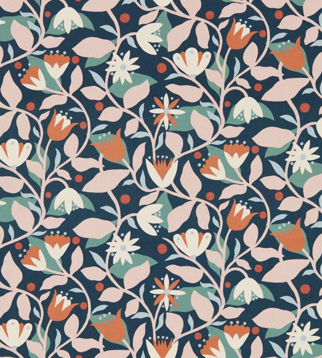 Dancing Daisies Wallpaper - Midnight - Scion - NSCW113282 - Premier Wallcovering