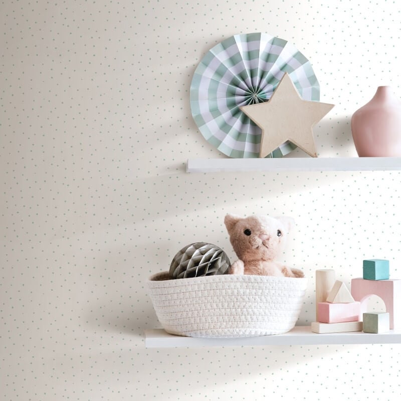 Dancing Polka Wallpaper - Seafoam - Hoopla Walls - HWA1320W - Premier Wallcovering