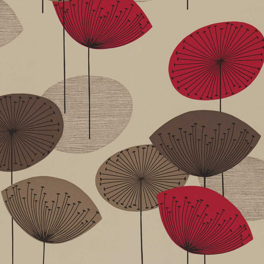 Dandelion Clocks Wallpaper - Red - DOPWDA101 - Sanderson - Premier Wallcovering