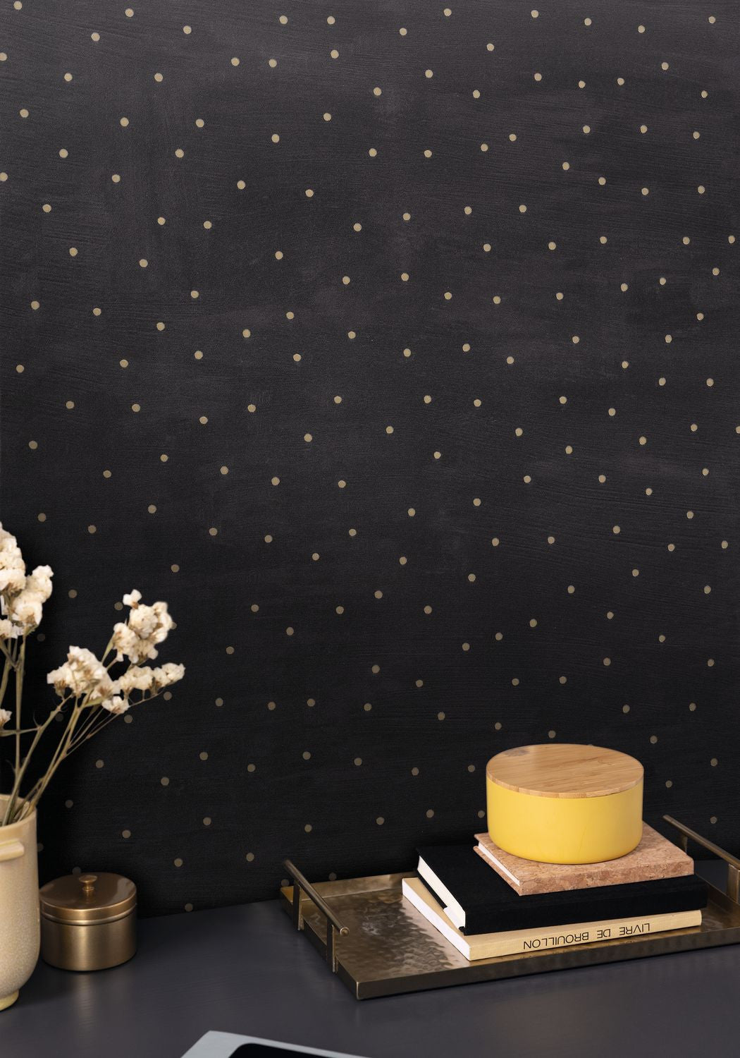 Danse Wallpaper - Noir/ Dore - Caselio - 102209008 - Premier Wallcovering